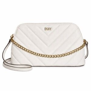 DKNY Small Quilted Dome Crossbody White